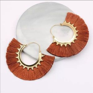 Brand new boho earrings rust color fringe